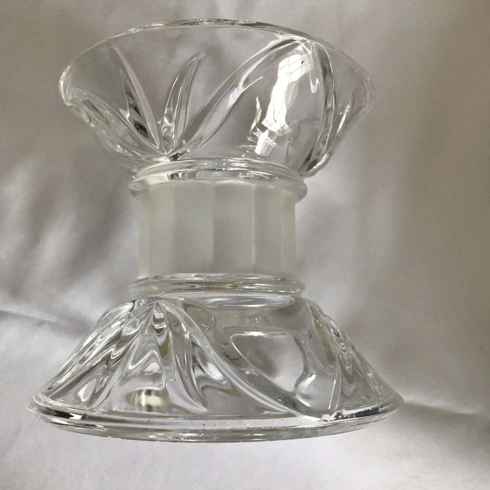 Gorham Marquette Crystal Reversible Candle Holder Frosted‎ Center